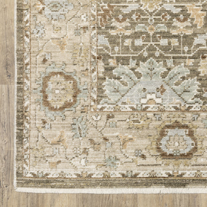 Lola Floral Brown/ Blue Oriental Cut Pile Rug