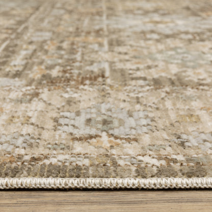Lola Floral Brown/ Blue Oriental Cut Pile Rug