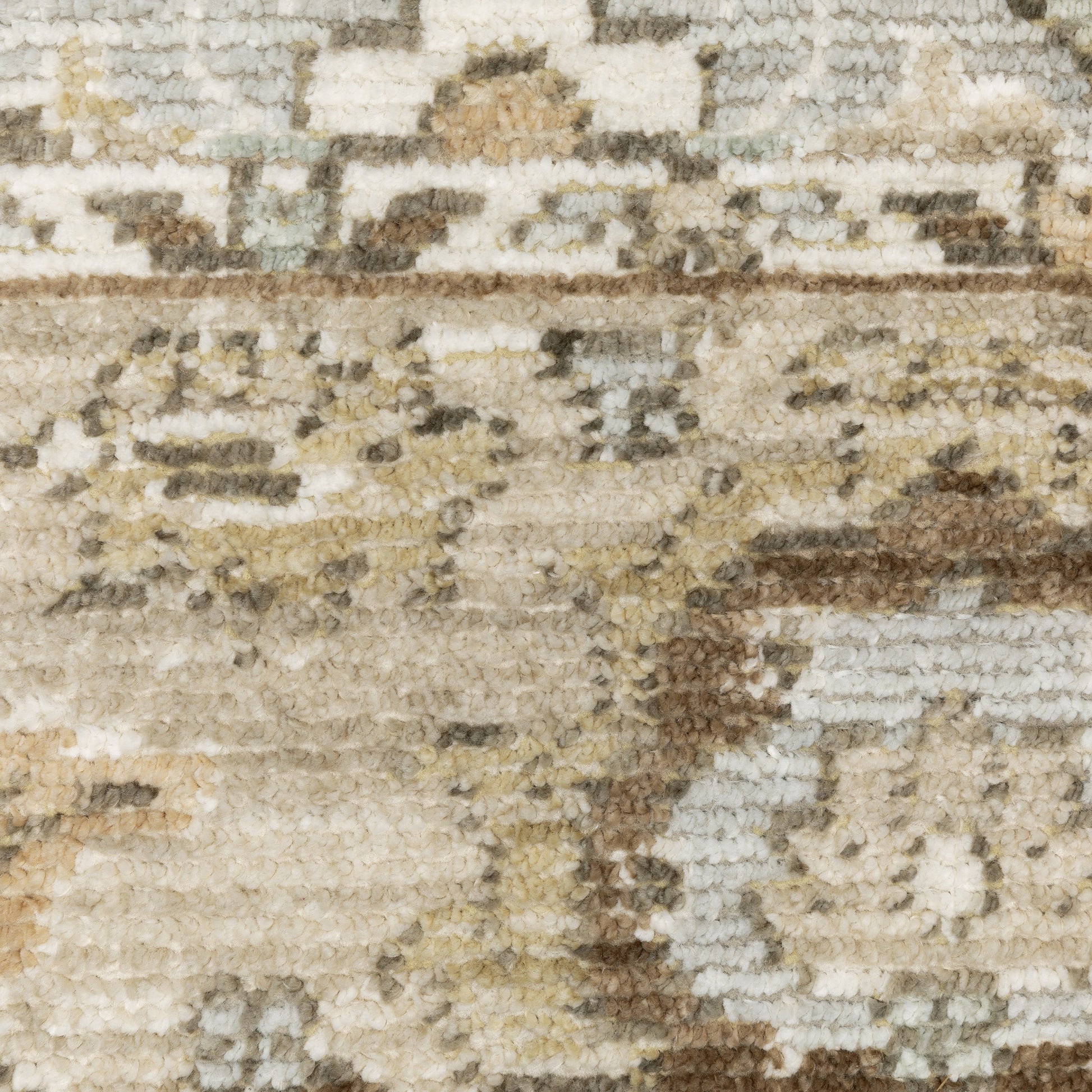 Lola Floral Brown/ Blue Oriental Cut Pile Rug