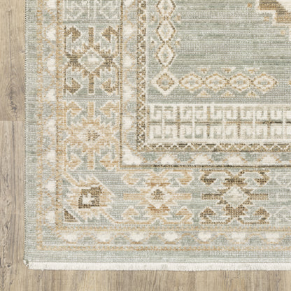 Lola Medallion Blue/ Beige Oriental Cut Pile Rug