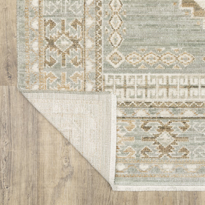 Lola Medallion Blue/ Beige Oriental Cut Pile Rug