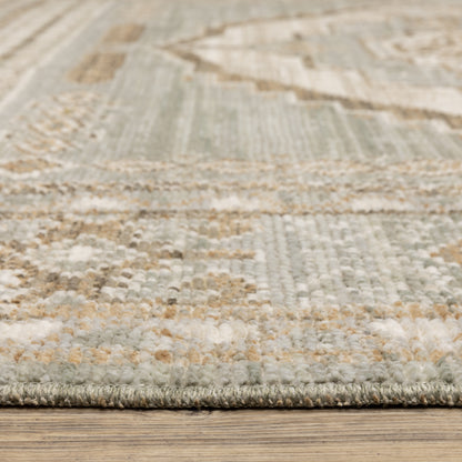 Lola Medallion Blue/ Beige Oriental Cut Pile Rug