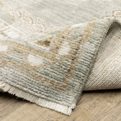 Lola Medallion Blue/ Beige Oriental Cut Pile Rug