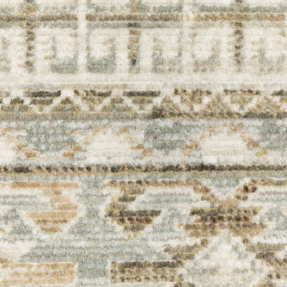 Lola Medallion Blue/ Beige Oriental Cut Pile Rug