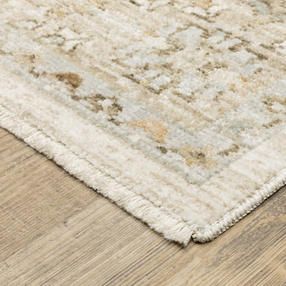 Lola Floral Blue/ Beige Oriental Cut Pile Rug