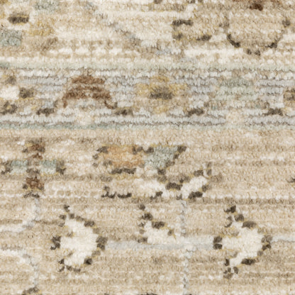 Lola Floral Blue/ Beige Oriental Cut Pile Rug