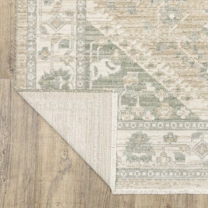 Lola Floral Blue/ Beige Oriental Cut Pile Rug