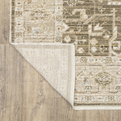 Lola Medallion Brown/ Beige Oriental Cut Pile Rug