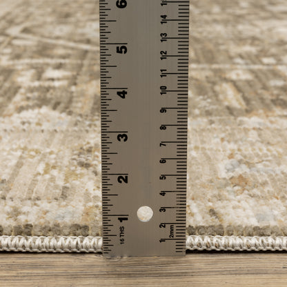 Lola Medallion Brown/ Beige Oriental Cut Pile Rug