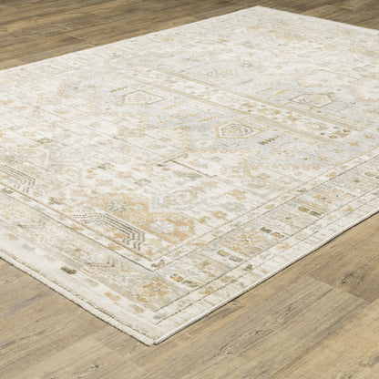 Lola Medallion Blue/ Beige Floral Cut Pile Rug