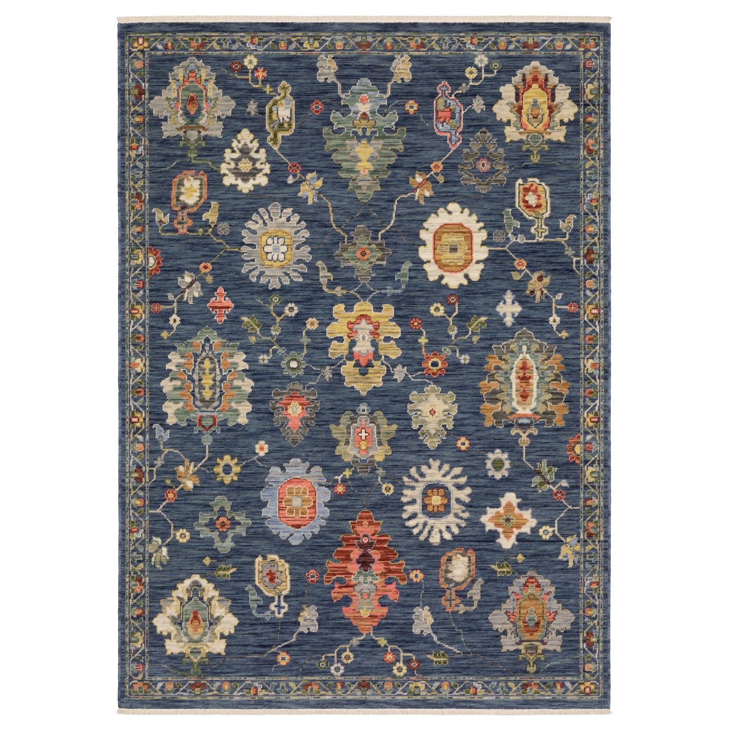 Lucca 2863B Blue Floral Rug
