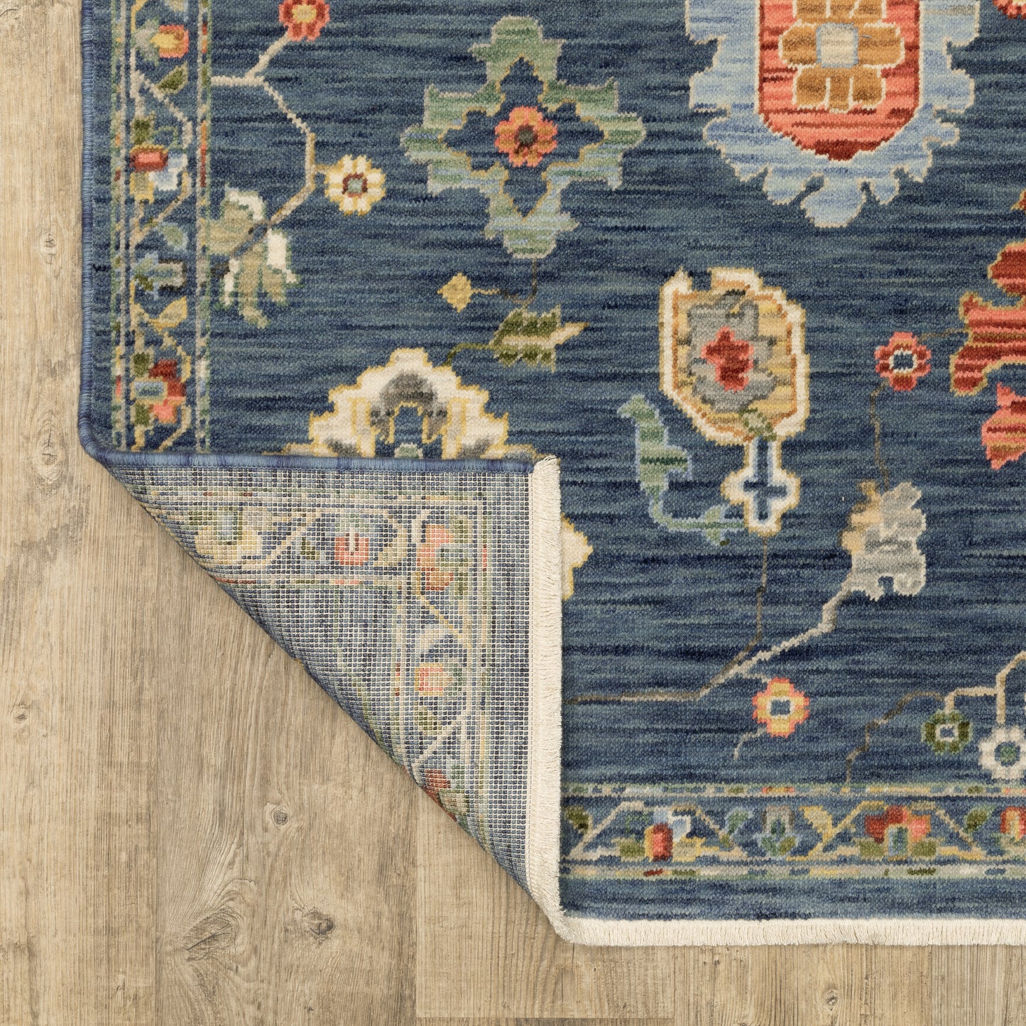 Lucca Floral Blue/ Multi Oriental Cut Pile Rug