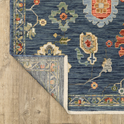 Lucca Floral Blue/ Multi Oriental Cut Pile Rug