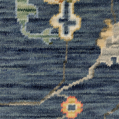 Lucca Floral Blue/ Multi Oriental Cut Pile Rug