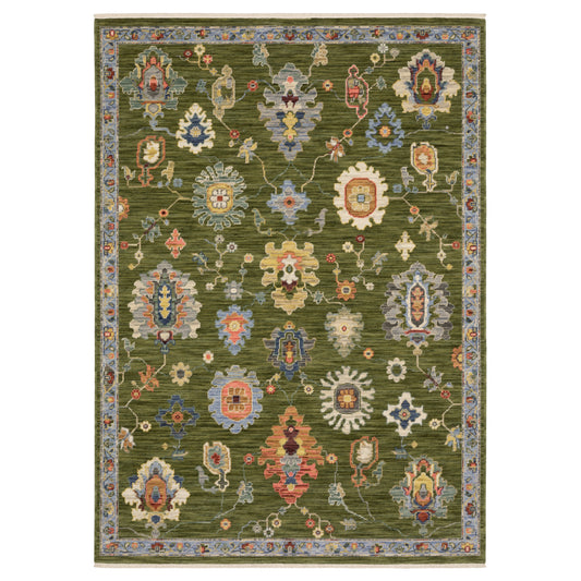 Lucca 2863E Green Floral Rug