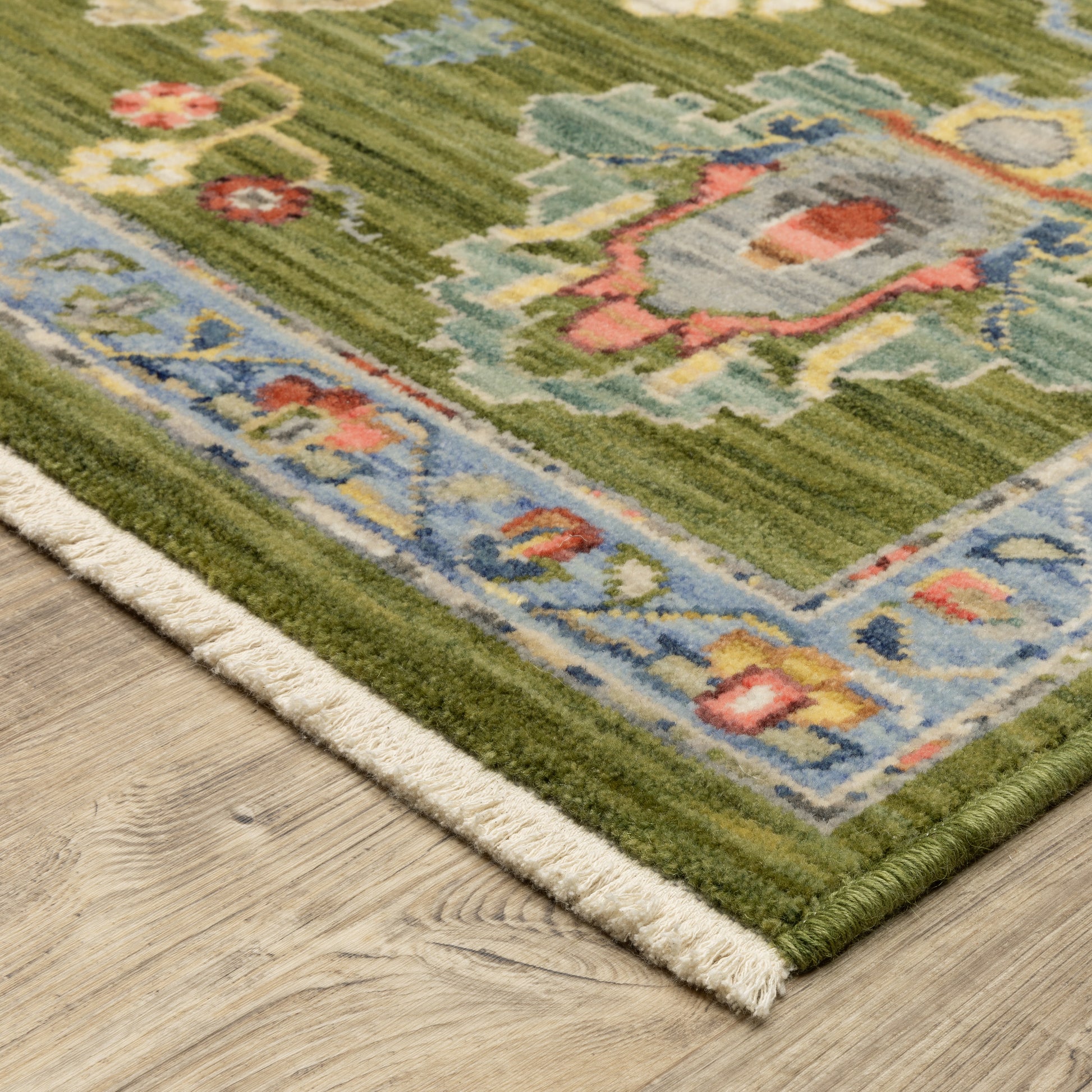 Lucca 2863E Green Floral Rug