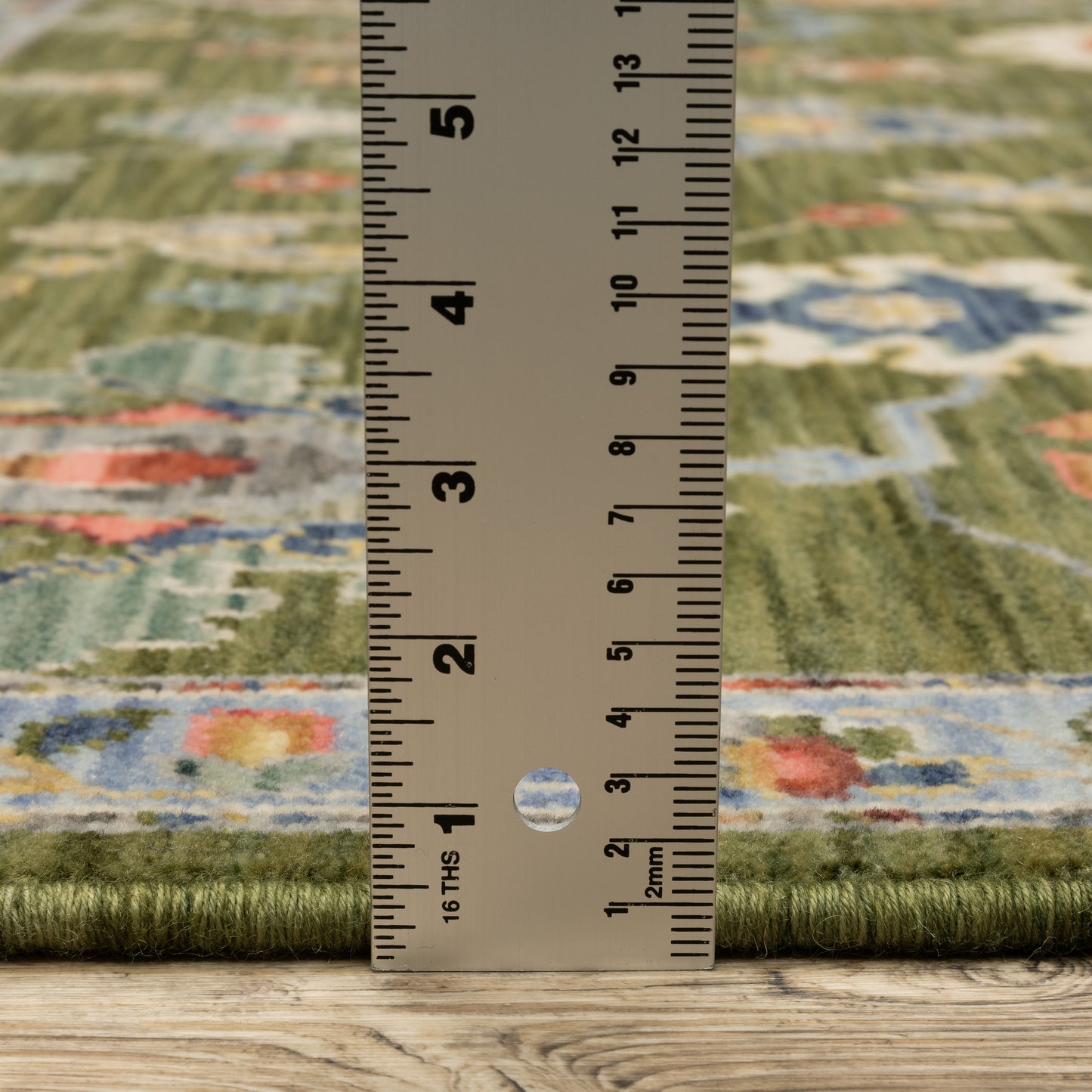 Lucca Floral Green/ Multi Oriental Cut Pile Rug