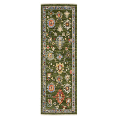 Lucca 2863E Green Floral Rug