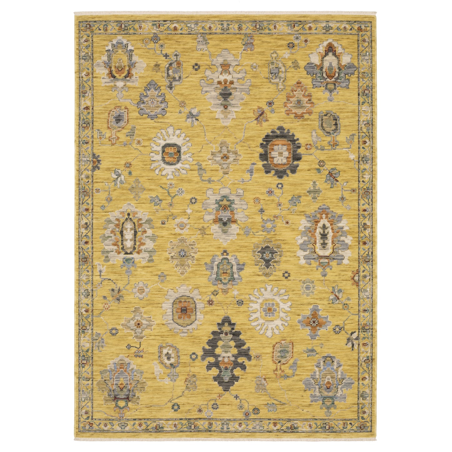 Lucca 2863G Yellow Floral Rug