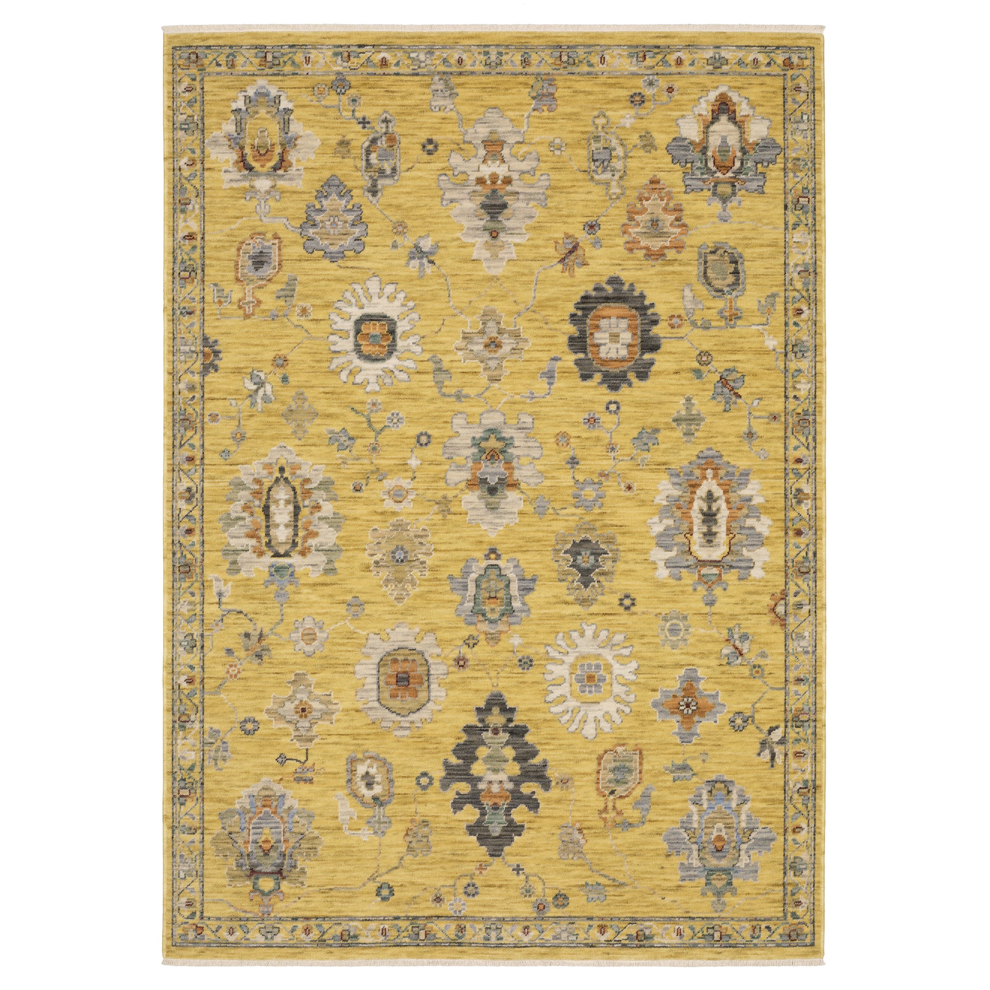 Lucca 2863G Yellow Floral Rug