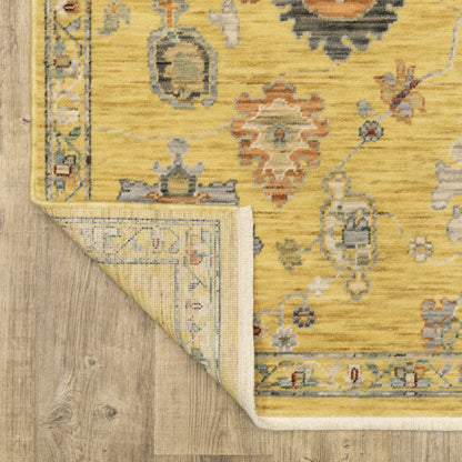 Lucca Floral Yellow/ Multi Oriental Cut Pile Rug