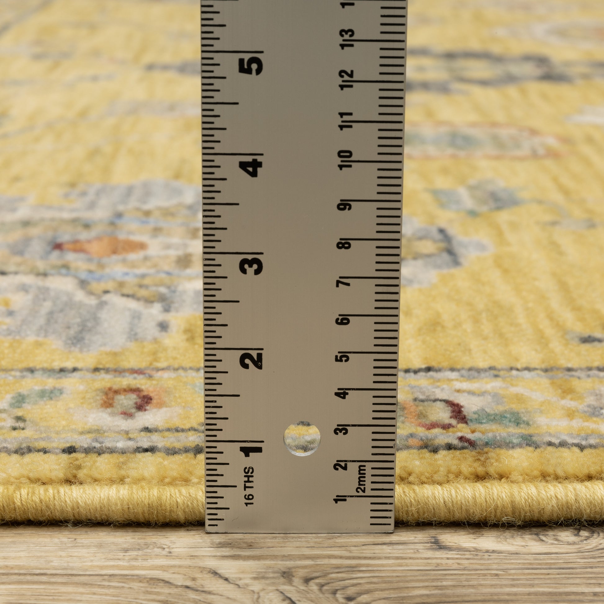 Lucca Floral Yellow/ Multi Oriental Cut Pile Rug