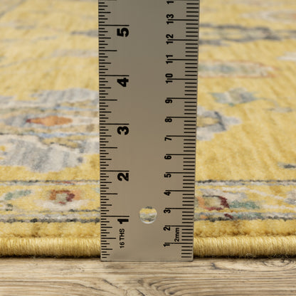 Lucca Floral Yellow/ Multi Oriental Cut Pile Rug