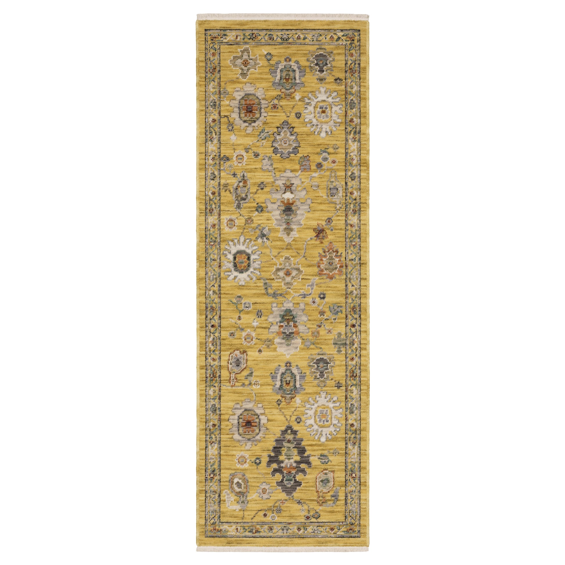 Lucca 2863G Yellow Floral Rug