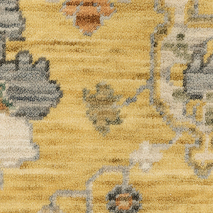 Lucca Floral Yellow/ Multi Oriental Cut Pile Rug