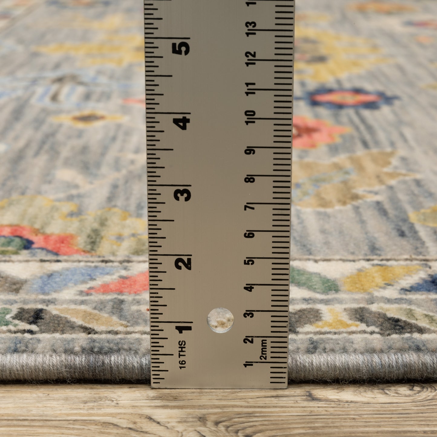 Lucca Floral Grey/ Multi Oriental Cut Pile Rug