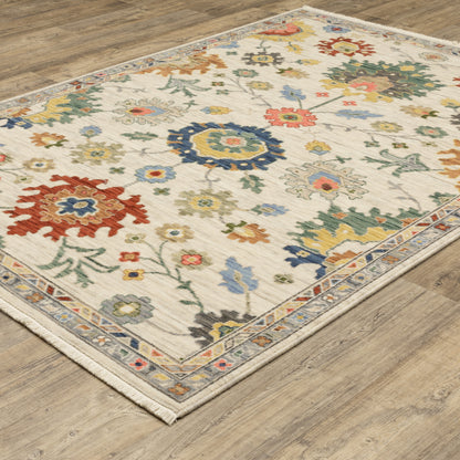 Lucca Floral Ivory/ Multi Oriental Cut Pile Rug