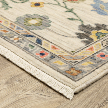 Lucca Floral Ivory/ Multi Oriental Cut Pile Rug