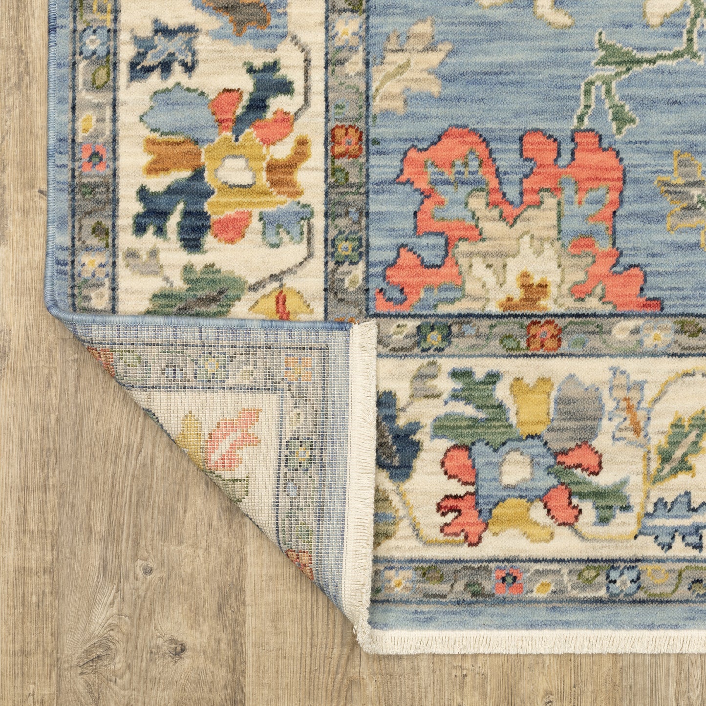 Lucca Floral Blue/ Multi Oriental Cut Pile Rug