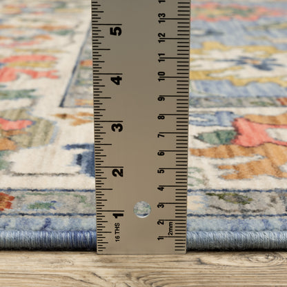 Lucca Floral Blue/ Multi Oriental Cut Pile Rug
