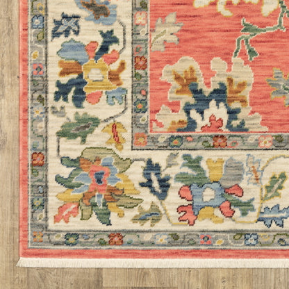 Lucca Floral Pink/ Multi Oriental Cut Pile Rug