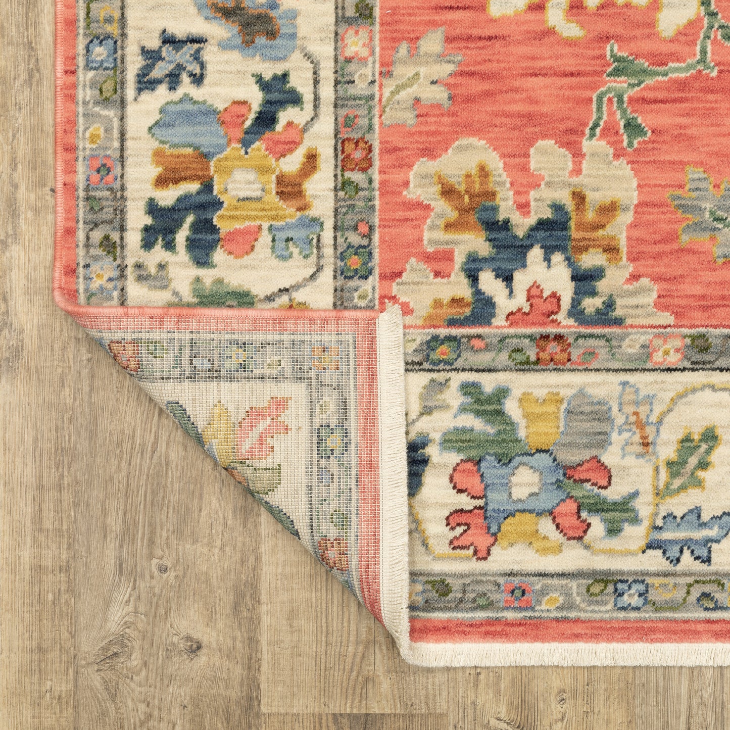 Lucca Floral Pink/ Multi Oriental Cut Pile Rug