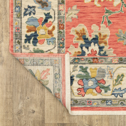 Lucca Floral Pink/ Multi Oriental Cut Pile Rug