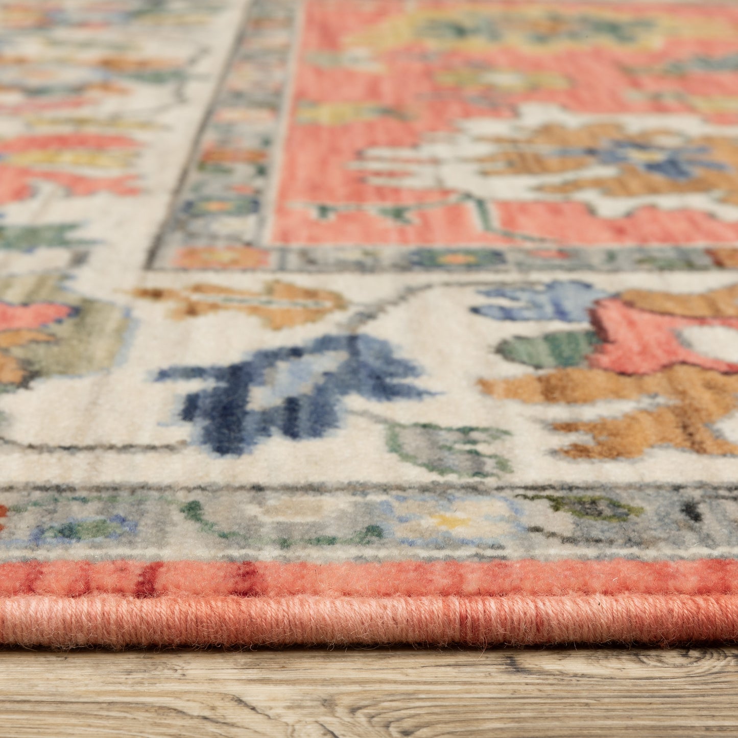 Lucca Floral Pink/ Multi Oriental Cut Pile Rug
