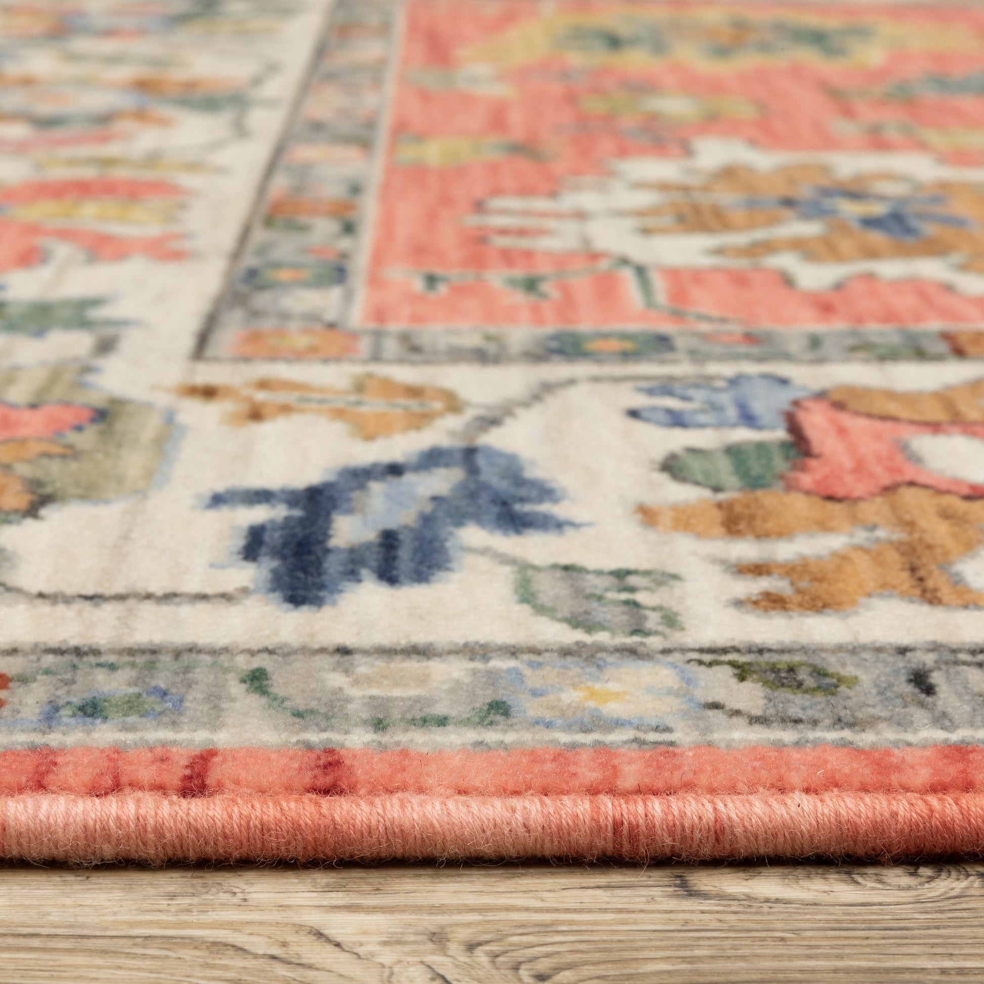Lucca Floral Pink/ Multi Oriental Cut Pile Rug