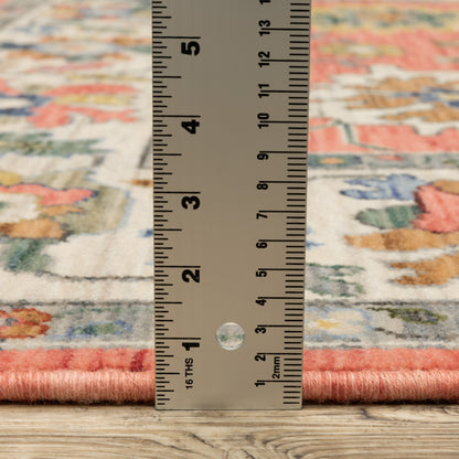 Lucca Floral Pink/ Multi Oriental Cut Pile Rug