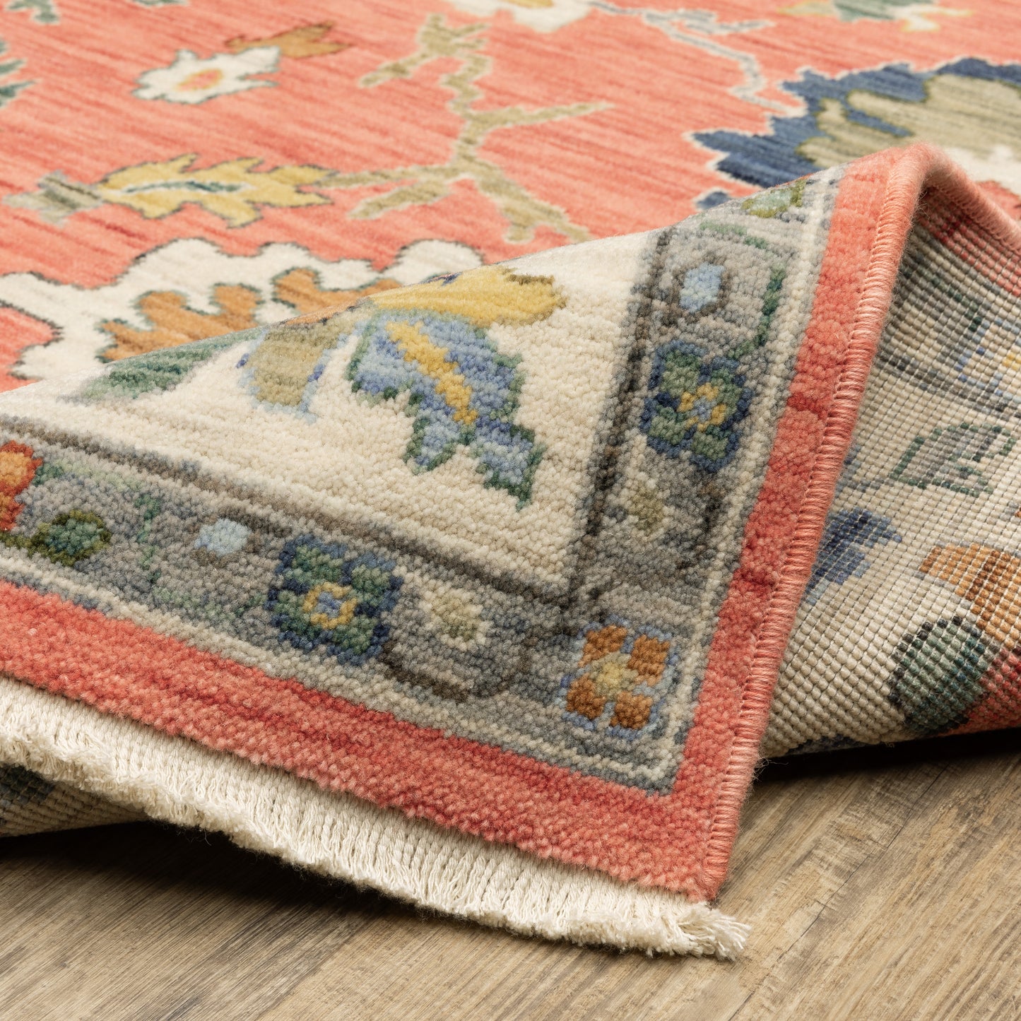 Lucca Floral Pink/ Multi Oriental Cut Pile Rug