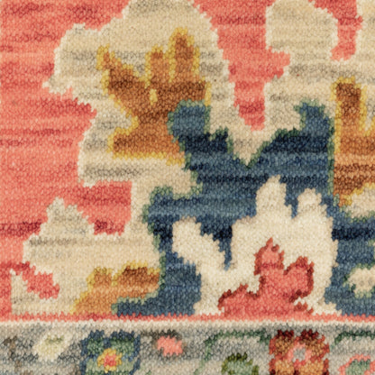Lucca Floral Pink/ Multi Oriental Cut Pile Rug