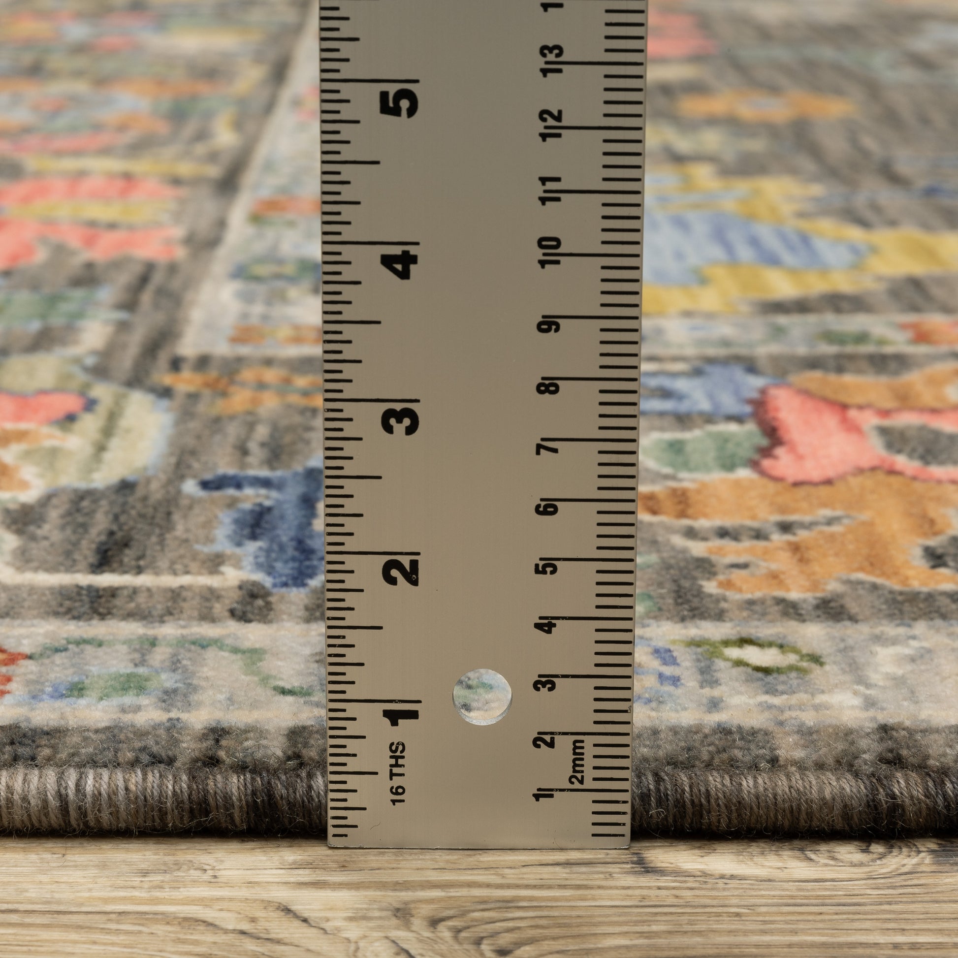 Lucca Floral Grey/ Multi Oriental Cut Pile Rug