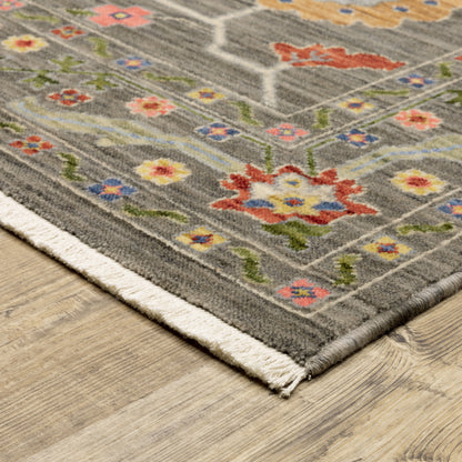 Lucca Oriental Grey/ Multi Cut Pile Rug