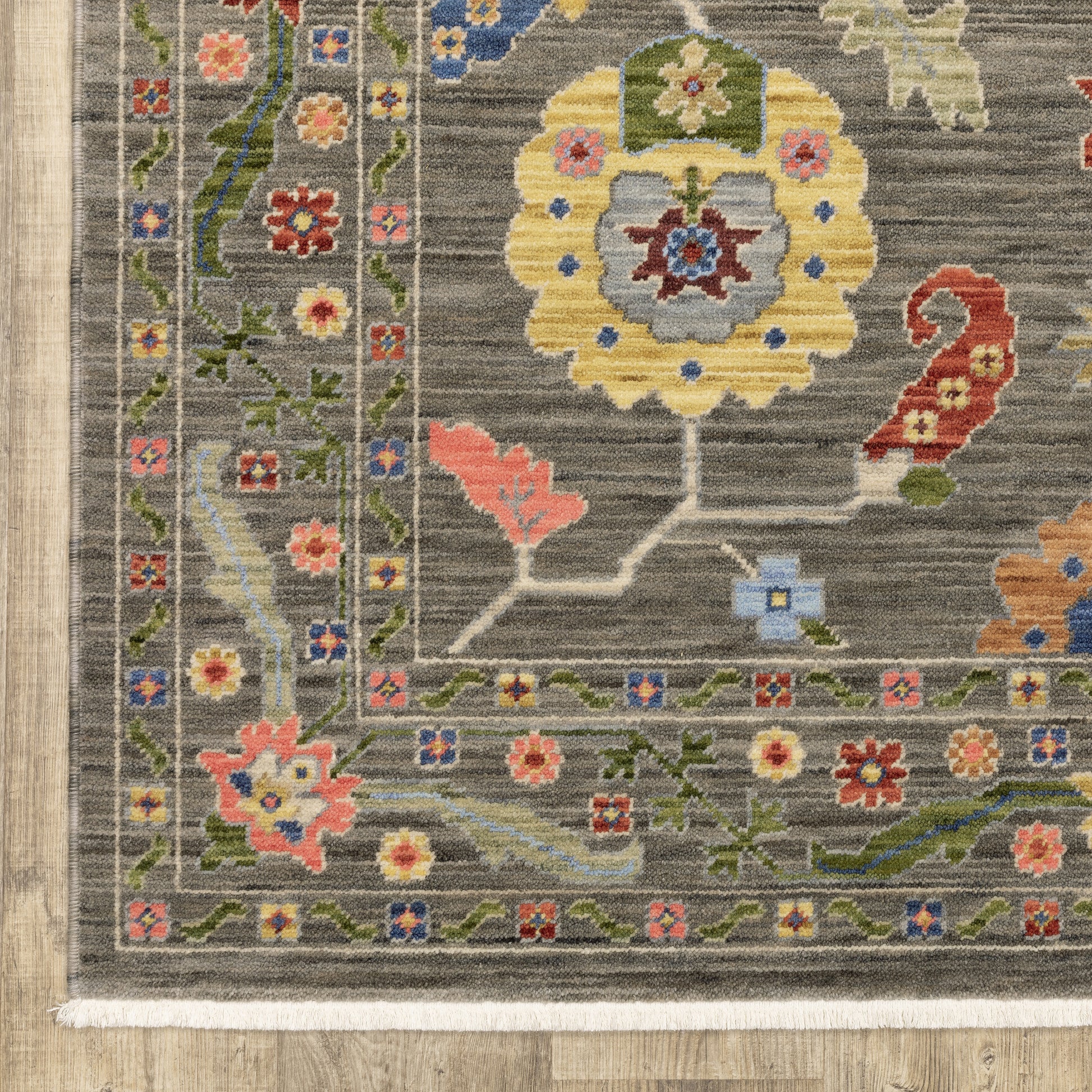 Lucca Oriental Grey/ Multi Cut Pile Rug