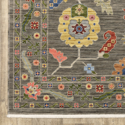 Lucca Oriental Grey/ Multi Cut Pile Rug