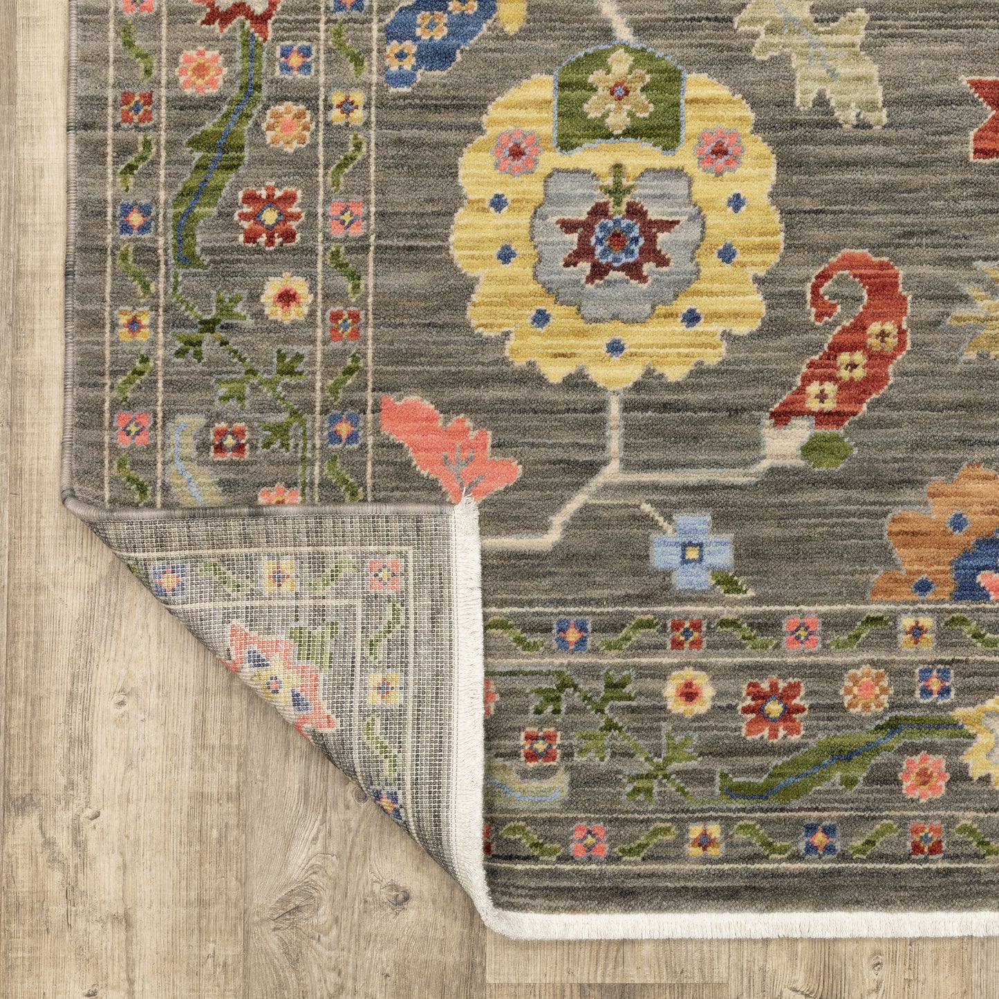Lucca Oriental Grey/ Multi Cut Pile Rug