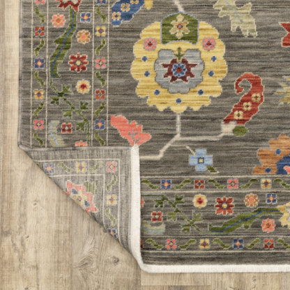 Lucca Oriental Grey/ Multi Cut Pile Rug