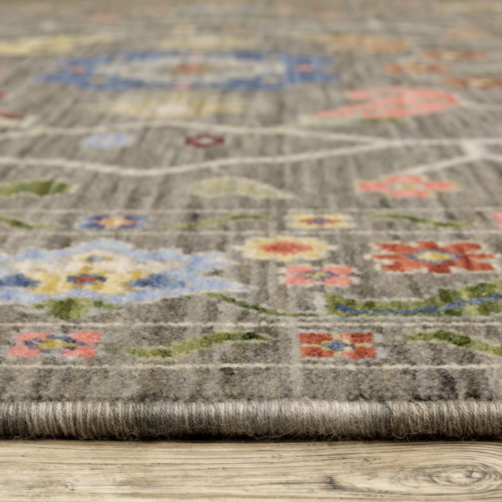 Lucca Oriental Grey/ Multi Cut Pile Rug