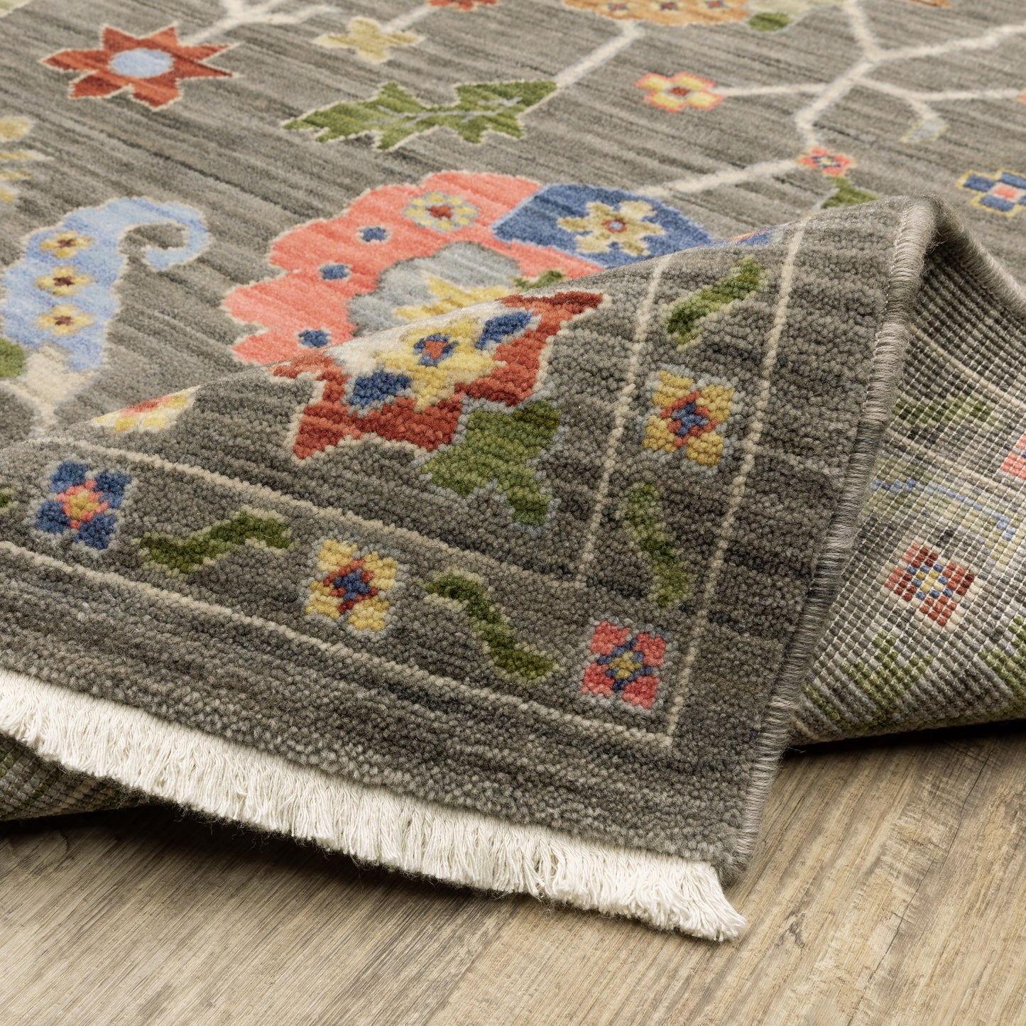 Lucca Oriental Grey/ Multi Cut Pile Rug